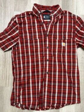 Carhartt Men's Casual Red and Black Plaid Shirt